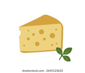 Cheese Wedge with Spices for a Rich Italian Dairy Theme Vector illustration