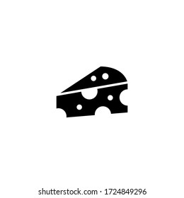 Cheese wedge vector icon in black solid flat design icon isolated on white background