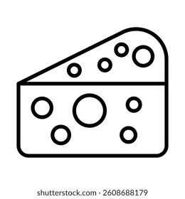 Cheese Wedge Vector Line Icon Design