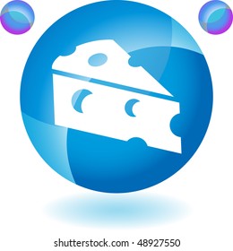 Cheese Wedge web button isolated on a background.