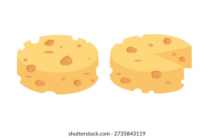 Cheese wheel cartoon. Cheese flat design illustration. Can be used for wallpaper, food icon and sticker