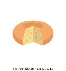 Vector plano del icono de la rueda de queso. Comida de fábrica. Comer en granjas aisladas