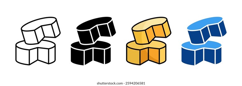 Cheese Wheel Icon Set Multiple Style Collection