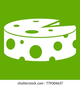 Cheese wheel icon white isolated on green background. Vector illustration