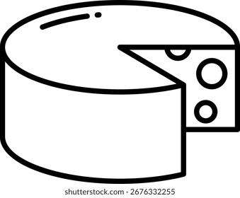 Rueda de queso con el icono de línea recortada de la rebanada