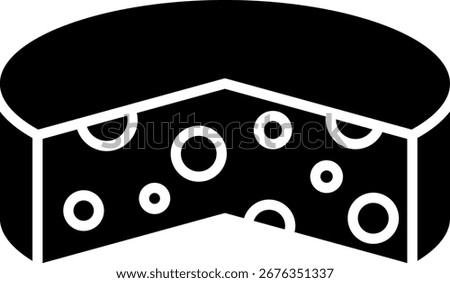 Cheese Wheel with Slice Cut Out, Vector Icon