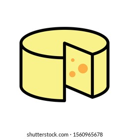 Cheese wheel thin linear icon. Dairy product line label. Natural healthy food outline logo. Vector for grocery stores, menu, price list and other thematic sites and mobile apps