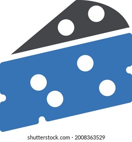 cheese with white background. cheese is a symbol of bakery .glyph colour icon.