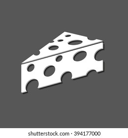 cheese - white vector  icon with shadow
