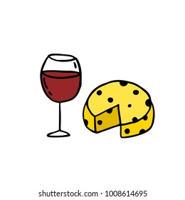 cheese and wine doodle icons