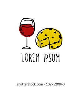 cheese and wine doodle icons