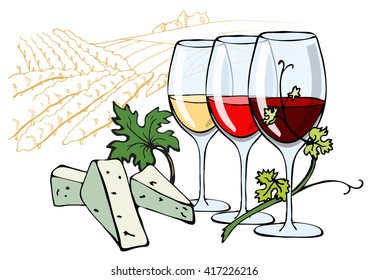 Cheese Wine Landscape Stock Vector (Royalty Free) 417226216 | Shutterstock