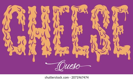 Cheese word with thematic design, melted cheese, unique letters, vector design
