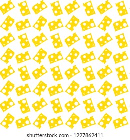 Cheese yellow on white background, seamless pattern, for cafe and restaurant delicious food, vector