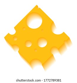 Cheese and yellow shadow on a white background, sign for design, vector illustration