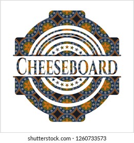 Cheeseboard arabic style badge. Arabesque decoration.