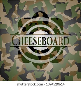 Cheeseboard camo emblem. Vector Illustration. Detailed.