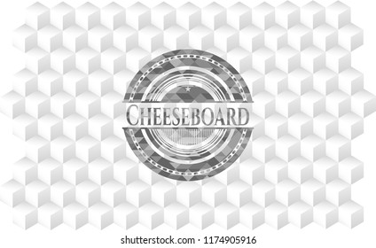 Cheeseboard grey emblem with cube white background