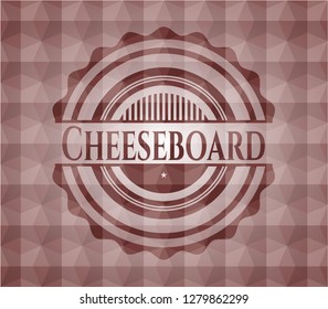 Cheeseboard red seamless emblem with geometric background.