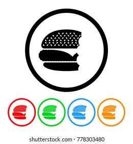 Cheeseburger with Bites Eaten Icon in Four Color Variations Vector 