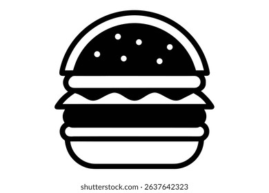 cheeseburger black clip art on white background