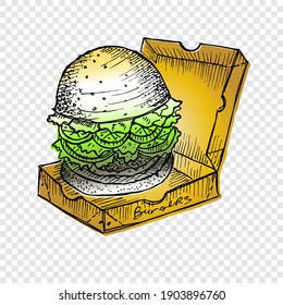Cheeseburger in box, delivery order