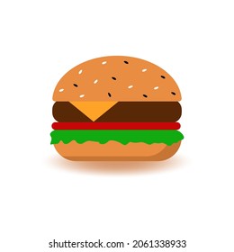Cheeseburger. Burger Menu. Vector illustration, flat colorful icon.