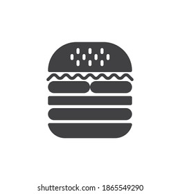 Cheeseburger, icono del vector de hamburguesa. Señal plana rellena de comida rápida para concepto móvil y diseño web. Gran ícono de glifo de hamburguesa. Símbolo, ilustración del logotipo. Gráficos vectoriales