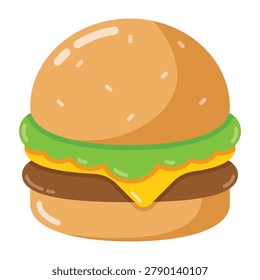 Cheeseburger Cartoon Icon Isolated on white Background