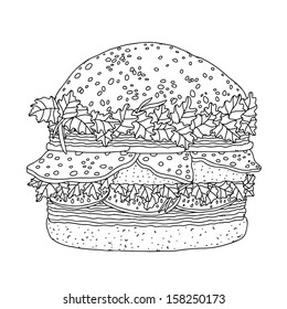 Cheeseburger cartoon illustration - vector 