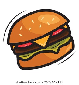 Cheeseburger cartoon style. Vector illustration
