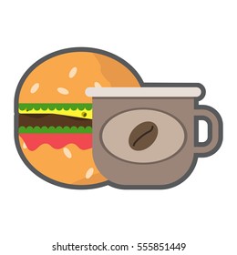 Cheeseburger and coffee