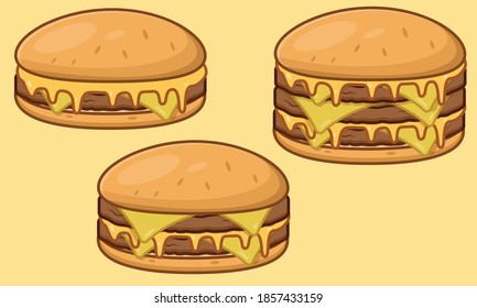 Cheeseburger collection vector illustration. Fastfood design collection. Logo and icon concept.