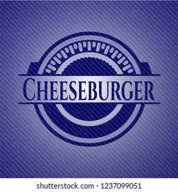 Cheeseburger emblem with jean background