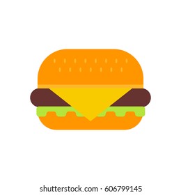 Cheeseburger fast food flat icon. Good for menu design. Vector illustration