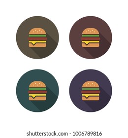 Cheeseburger flat icons with shadow. Isolate on white background. Illustration. Vector.