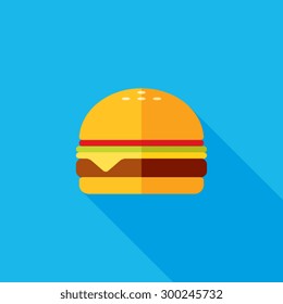 Cheeseburger Flat Long Shadow Icon