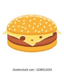 cheeseburger alimento lisa ilustración vectorial icono aislado en fondo blanco