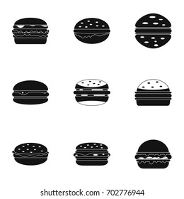 Cheeseburger food icon set. Simple set of 9 cheeseburger food vector icons for web isolated on white background