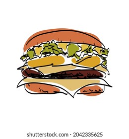 Cheeseburger food sketch vector illustration 