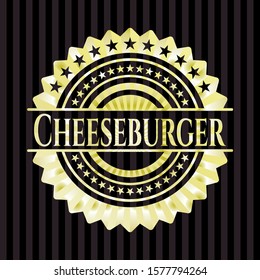 Cheeseburger golden badge or emblem. Vector Illustration. Detailed.