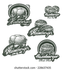 Cheeseburger and hamburger with cheese. Vector format