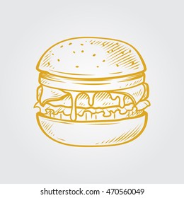 Cheeseburger hand draw illustration