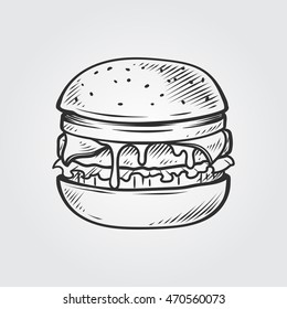 Cheeseburger hand draw illustration