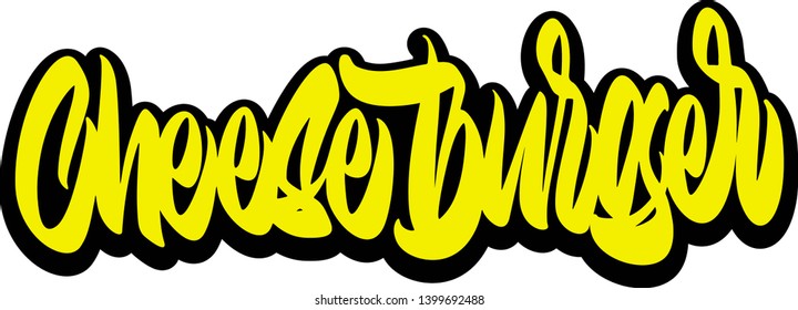 Cheeseburger hand drawn vector lettering. Design for banner, poster, card, print, menu 