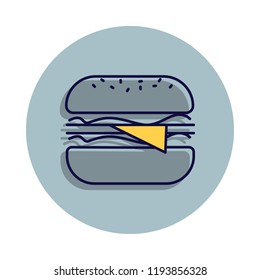 cheeseburger icon in badge style. One of web collection icon can be used for UI, UX