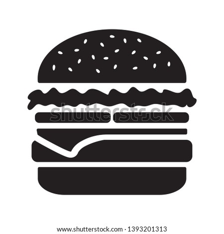 Cheeseburger icon, black silhouette isolated on white background. Vector illustration