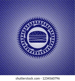 cheeseburger icon with denim texture
