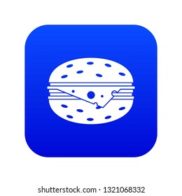 Cheeseburger icon digital blue for any design isolated on white vector illustration