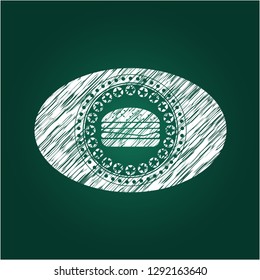 cheeseburger icon drawn with chalkboard texture